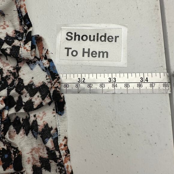 Ali Miles Womens Pullover Top Size M Blue Boho Peasant Southwestern Bell Sleeve - Picture 7 of 8